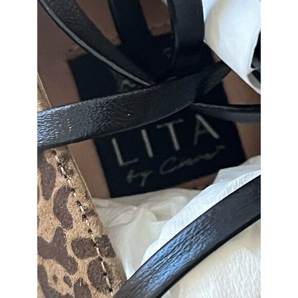 NEW Lita by Ciara Solid Square Toe Strappy Heels •37/ US 6• Pumps Cheetah Wrap - Picture 10 of 16